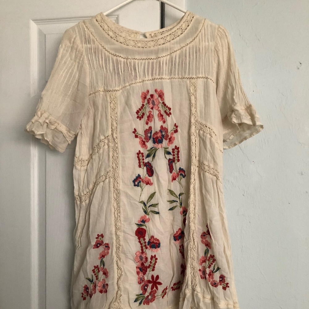 Floral embroidered mini dress